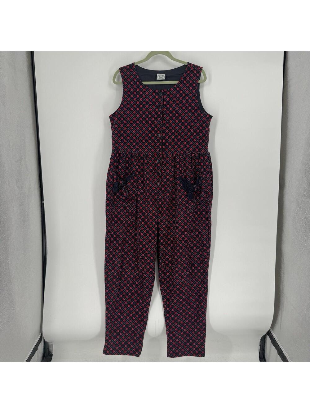 Vintage 90s Laura Ashley jumpsuit burgundy corduroy one piece cottage core - Picture 1 of 7